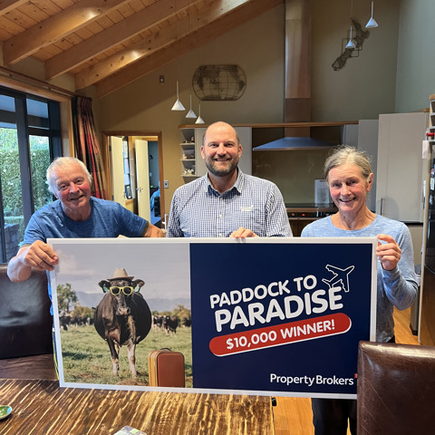 Jared Brock, Property Brokers Pahiatua, with his Paddock to Paradise winners.