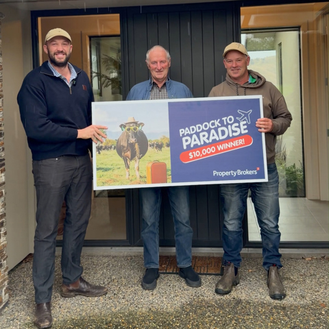 Joe Latta, Property Brokers Dunedin, with his Paddock to Paradise winners.